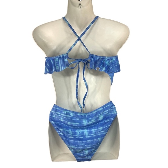 California Sunshine Women’s Sexy One Piece Tie Swimsuit Ruffles Ties Front/Back - Picture 2 of 6